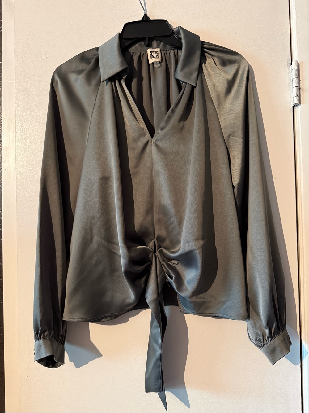 Anne Klein Olive Tie-Front Blouse